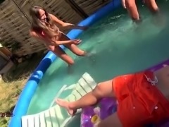 Delightful blonde teen with perky boobs enjoys outdoor sex
