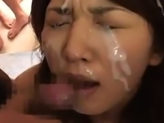 Sticky japanese bukkake facial