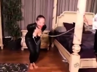 Cute teen with lovely boobs gets schooled in lesbian bondage