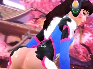 Anime DVa with Big Natural Titties from Overwatch Wants Anal