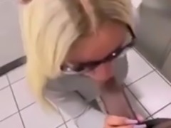 BBC fucking latina blonde in public bathroom