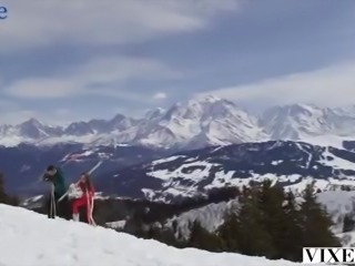 Beautiful Winter girl fucks BWC guy in the Alps for VIXEN