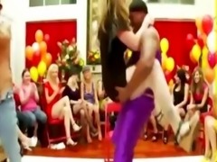 Strippers have their way with horny audience members