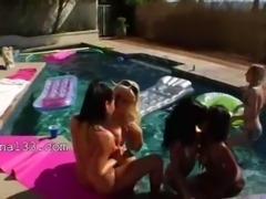 Great group analhole fun by the pool