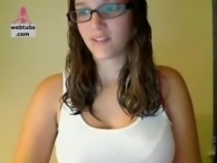 Hot brunette big tits at webcam