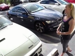 Blonde amateur chick sells her car sells her tight pussy