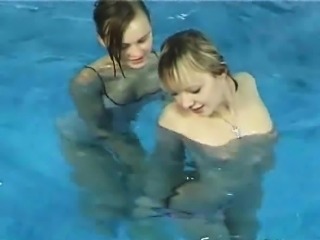 Lesbian teens in the pool