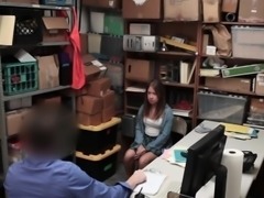 Teen shoplifter Brooke Bliss fucks in the office