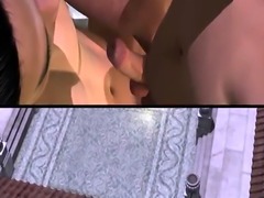 Buff 3D cartoon hunk getting fucked hard in the ass in a court yard