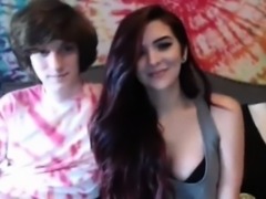 ShesNew Amateur brunette teen webcam handjob BJ boyfriend