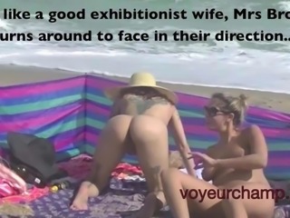 VoyeurChamp.com Exhibitionist Wives Nude Beach EATING ASS!