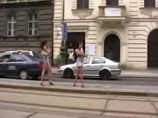 Pissing Her White Panties In The Street