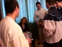 German MILF in Privat Amateur Gangbang with 4 Young Men