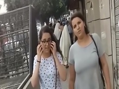 Arabic girl with big tits, spied in street with his girlfrie